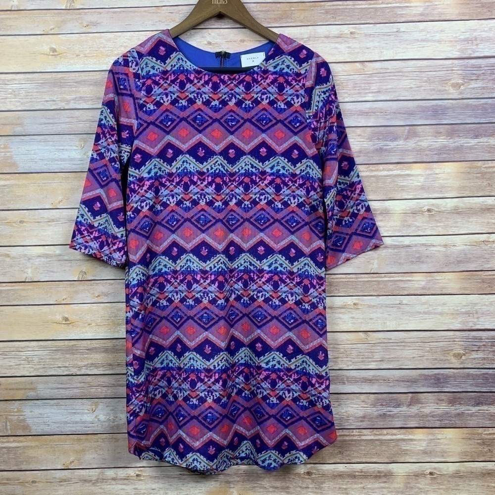Everly Lined Dress S Fun Geometric Print!